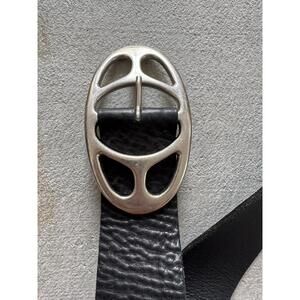 Kooba Black Leather Pebbled Belt Made In Italy, Genuine Leather XS